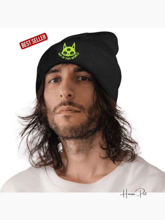 Knit Beanie Hat with Duck Embroidery, Stretchy Acrylic Skull Cap main image 5